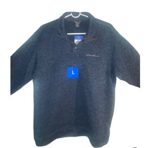 NWT Men’s size Large blue Eddie Bauer radiator fleece snap front pullover